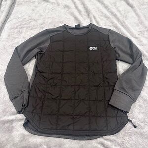 Picture Organic Lixi Pull Over Black and Gray Quilted Long Sleeve Shirt